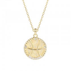 zodiac coin necklace with cubic zirconia - Pisces zodiac coin necklace with cubic zirconia - Pisces