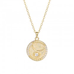 zodiac coin necklace with cubic zirconia - Taurus zodiac coin necklace with cubic zirconia - Taurus
