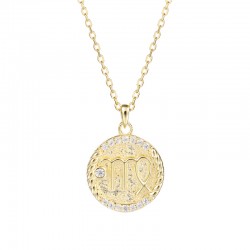 zodiac coin necklace with cubic zirconia - Virgo zodiac coin necklace with cubic zirconia - Virgo
