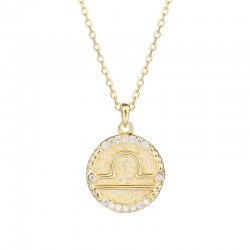 zodiac coin necklace with cubic zirconia - Libra zodiac coin necklace with cubic zirconia - Libra