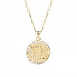 zodiac coin necklace with cubic zirconia - Scorpio zodiac coin necklace with cubic zirconia - Scorpio