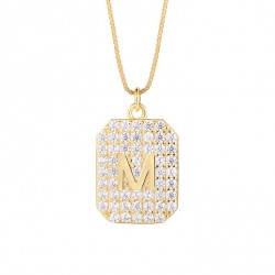 18k gold plated pendant with letter M and zircon stones  18k gold plated pendant with letter M and zircon stones
