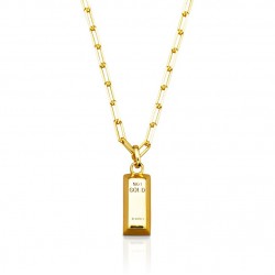 link chain necklace with square pendant 18k gold plated silver 