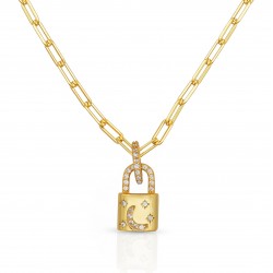 Lock necklace 18k gold plated silver