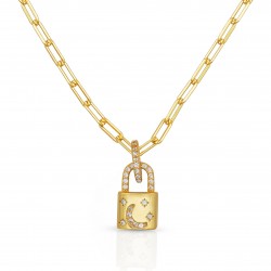 Lock necklace 18k gold plated silver