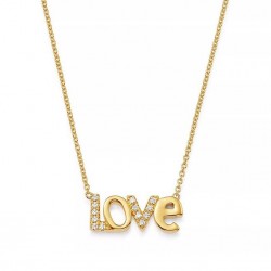 Love necklace in gold plating and cz stones  Love necklace in gold plating and cz stones
