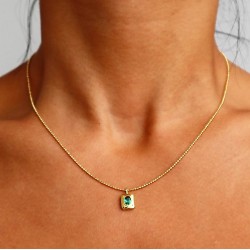 Rectangle pendant with green zircon gemstone