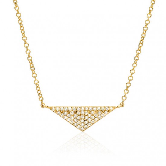 Triangle necklace 18k gold plated silver and zircon stones
