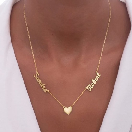 Two name necklace with heart 
