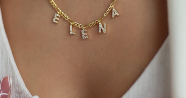 Betty v01-18k Gold Finished Luxury Necklace Personalized Name Birthday Gifts Jewelry 