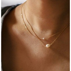 14K Gold filled double layer necklace with freshwater pearls