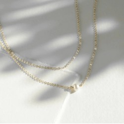 14k gold filled layered necklace with natural freshwater pearl 14k gold filled layered necklace with natural freshwater pearl
