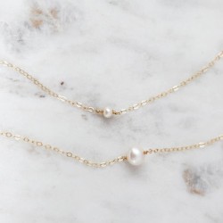 14K Gold filled double layer pearl necklace