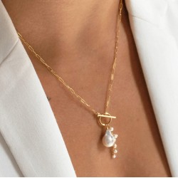 14K Real gold filled  Baroque  pearl necklace