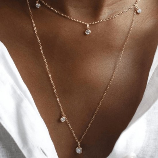 14k Gold filled necklace with zircon pendants