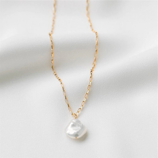 14K gold filled  Baroque  pearl necklace