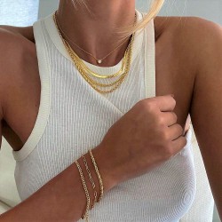 Flat snake chain necklace in gold plated sterling silver Flat snake chain necklace in gold plated sterling silver