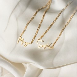 Signature style name necklace with figaro chain Signature style name necklace with figaro chain