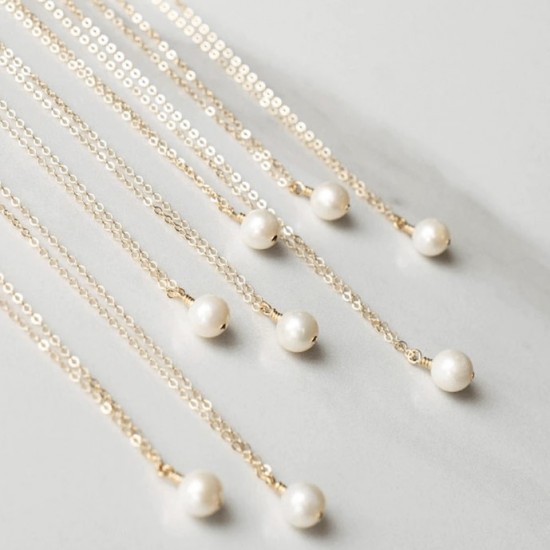 Handmade necklace made of gold filled or sterling silver with a natural freshwater pearl