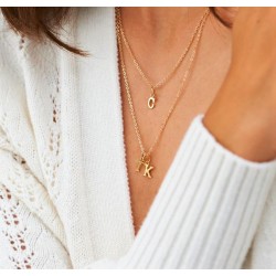 Initial letter charm necklace in 18k gold plated silver 
