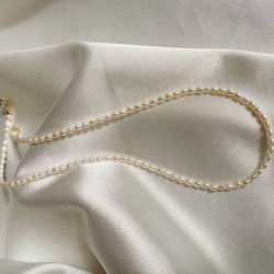 925 sterling silver rice pearl necklace