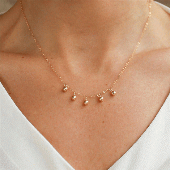 14k gold filled minimalist bead necklace