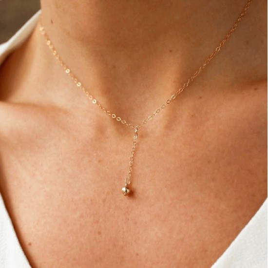 14k gold filled drop bead necklace