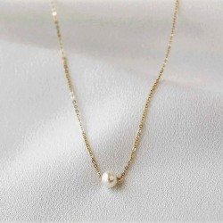 Dainty 14k gold filled pearl necklace