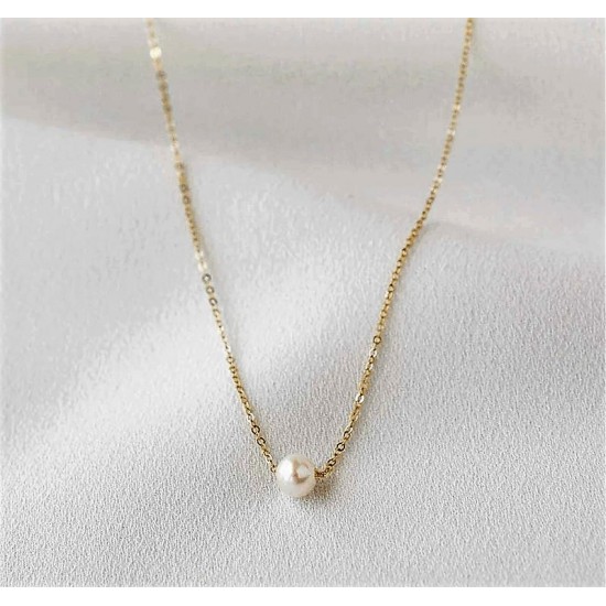 Dainty 14k gold filled pearl necklace