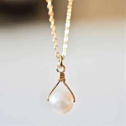 14K Gold filled natural pearl handmade necklace