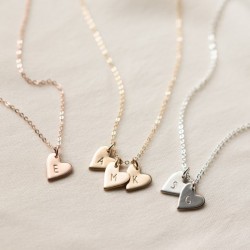 Dainty initial heart necklace in 925 sterling silver  Dainty initial heart necklace in 925 sterling silver