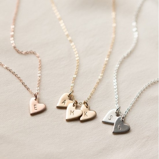 Dainty initial heart necklace in 925 sterling silver 