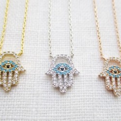 925 Sterling silver blue eye hamsa necklace 925 Sterling silver blue eye hamsa necklace