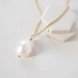 Handmade baroque pearl necklace 14k gold filled