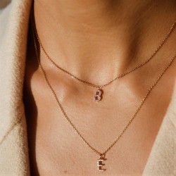 Sterling silver 18k gold plated cubic zirconia initial necklace Sterling silver 18k gold plated cubic zirconia initial necklace