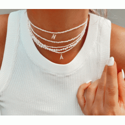 Customized Alphabet Pearl Necklace Customized Alphabet Pearl Necklace