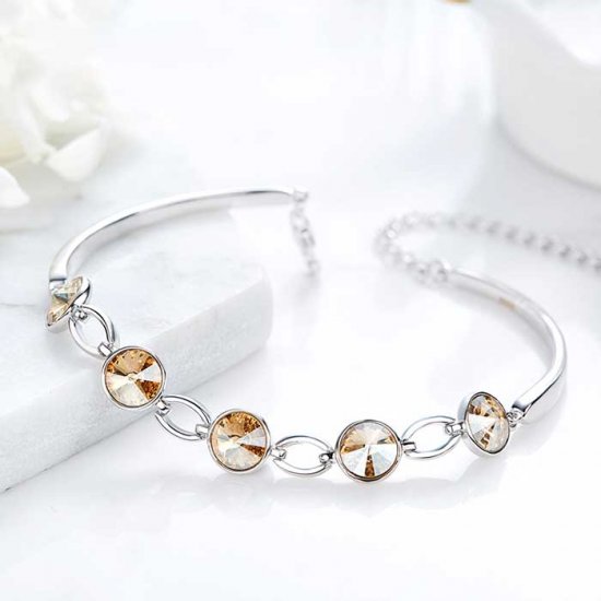 elegant silver bracelet with crystals from swarovski