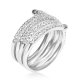 sterling silver spiral ring with cubic zirconia