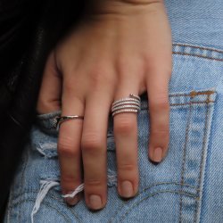 sterling silver spiral ring with cubic zirconia