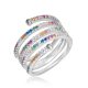 sterling silver spiral ring with colorful  zircon stones