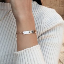 Engraved bar bracelet - 925 sterling silver 