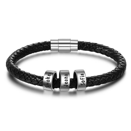 men bracelet with custom beads - 925 sterling silver