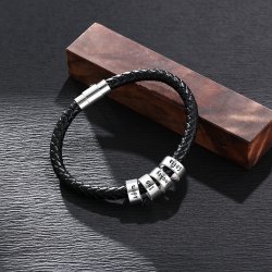 men bracelet with custom beads in sterling silver men bracelet with custom beads in sterling silver