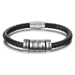 men bracelet with custom beads in 925 sterling silver men bracelet with custom beads in 925 sterling silver