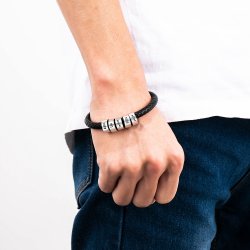 men bracelet with custom beads in 925 sterling silver men bracelet with custom beads in 925 sterling silver