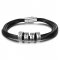 men leather bracelet with custom beads in 925 sterling silver
