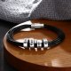 men leather bracelet with custom beads in 925 sterling silver