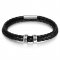Men braided leather bracelet with custom beads 