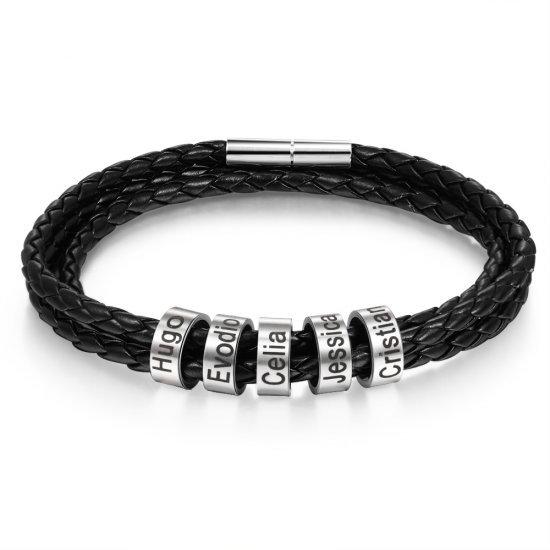 leather bracelet with custom beads