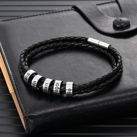 leather bracelet with custom beads
